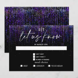 Modernt måltidsval RSVP Edgy lila glitter Inbjudningar