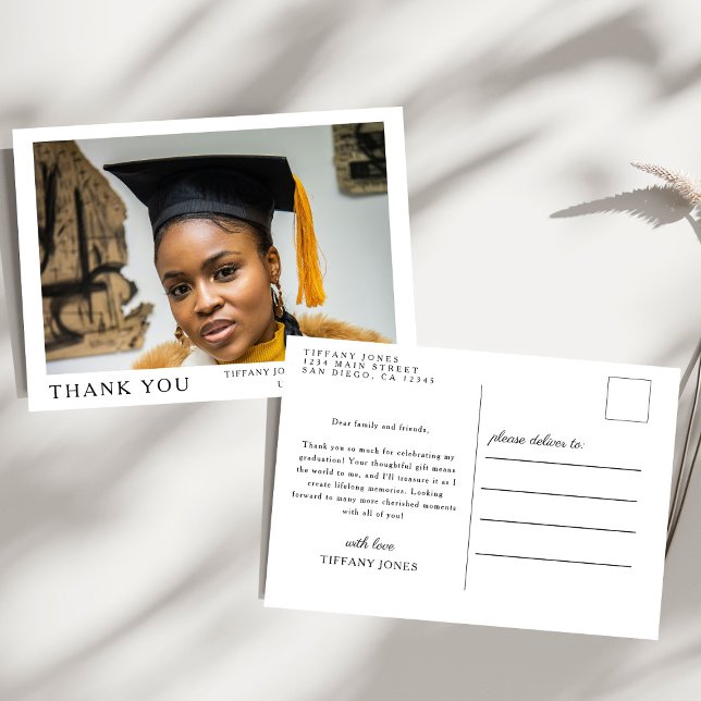 Modernt manus 3 bilder Tacksamhet efter examen Vykort (Skapare uppladdad)