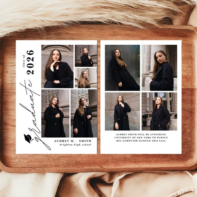 Modernt manus 9 bilder Examen kungörelse Inbjudningar (Skapare uppladdad)