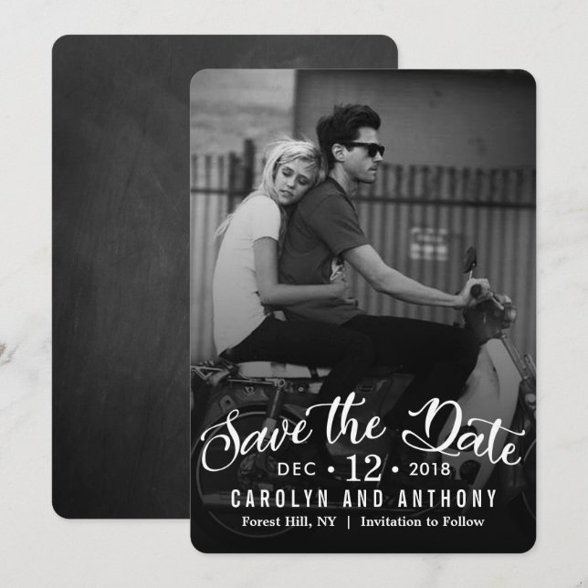 Modernt manus | Anpassad fotografering Spara datum Datumet (Fram/baksida)