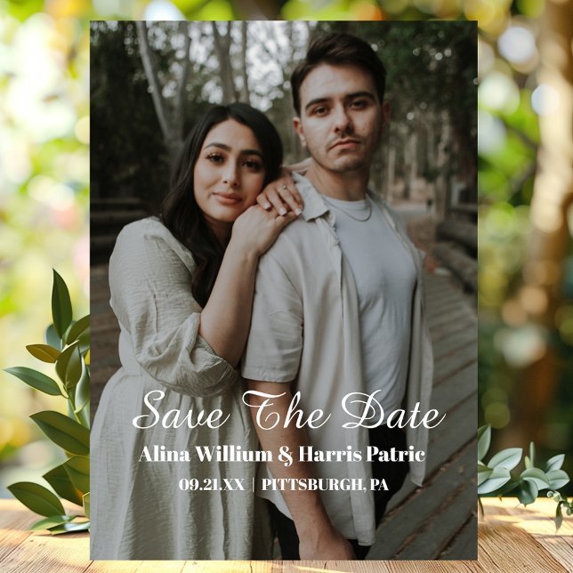 Modernt manus Enkel fotografering Spara datumet Magnetisk Inbjudningskort (Skapare uppladdad)