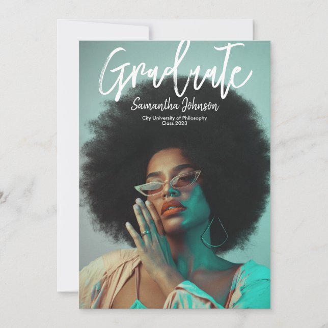 Modernt manus Foto Examenstillkännagivande Inbjudningar (Framsida)