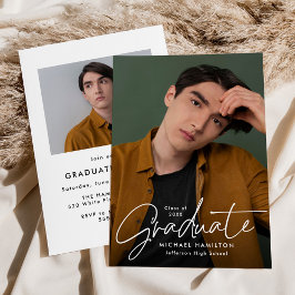 Modernt manus Graduate 2 Foto Examenfest Inbjudningar