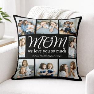 Modernt manus Mamma Vi älskar dig Foto Collage XO Kudde