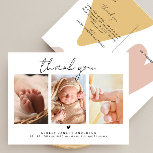 Modernt manus Tack 3 bilder Baby Shower Vykort