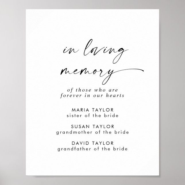 Modernt manus Till minne av Bröllopsminnesmärke Poster (Framsidan)