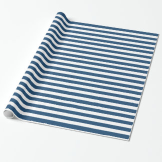 Modernt marinblått vitrandmönster presentpapper