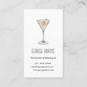 Modernt Martini Bartender Affärskort Visitkort