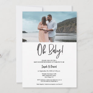 Modernt Maternity Foto Oh Baby Par Bebis Shower Inbjudningar