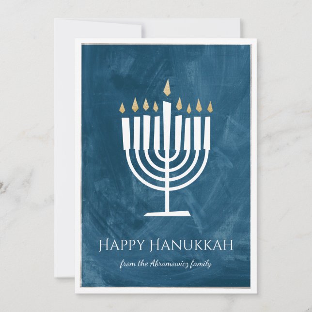 Modernt menoraHanukkah kort med fotohjälparen (Framsida)