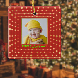 Modernt meri rött helgdag julgransprydnad keramik