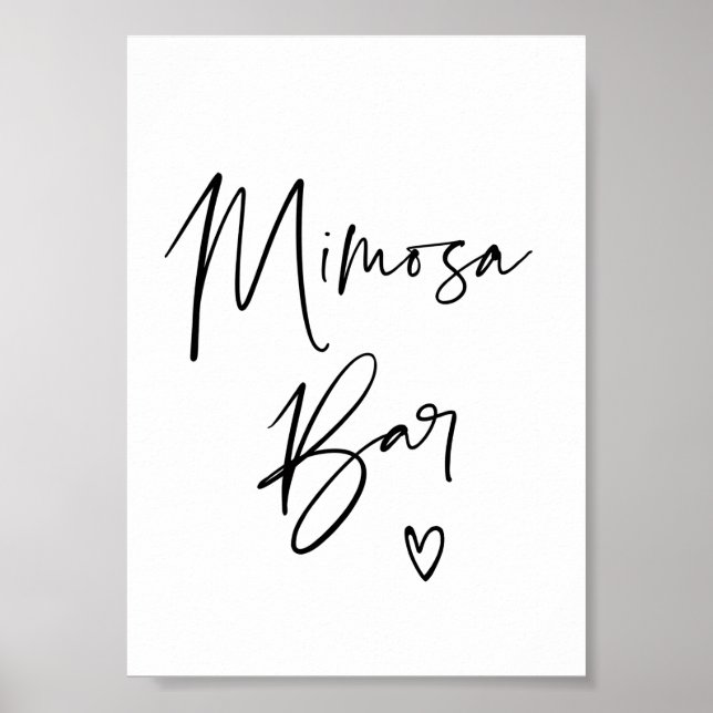 Modernt Mimosa Bar-skylt för bröllop engagemang Poster (Framsidan)