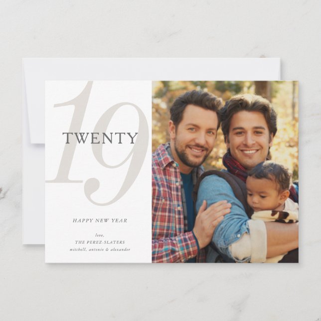 Modernt Minimalist helgdagfoto för gott nytt år Julkort (Framsida)