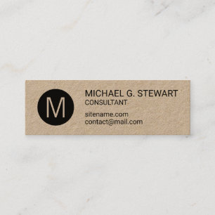 Modernt Minimalist MonogramKraft papper Mini Visitkort