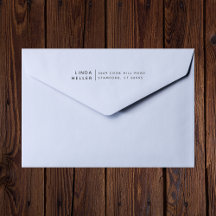 Modernt, minimalistiskt anpassat namn och Returadr