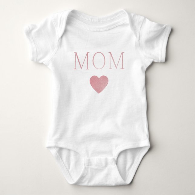 modernt, minimalistiskt MAMMA  rosa Foil Heart T Shirt (Framsida)