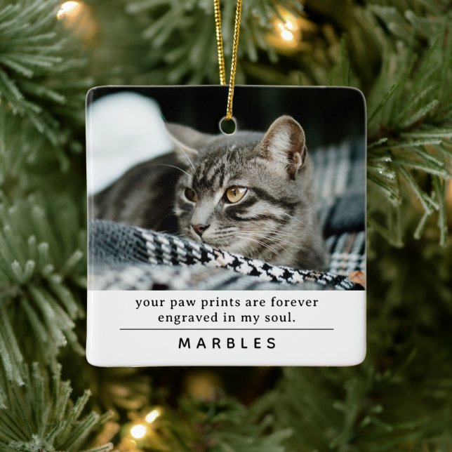 Modernt minnesfoto & citat för katt julgransprydnad keramik (Träd)
