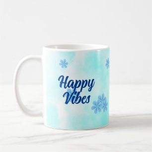modernt, minsta blått monogram för elegant kaffemugg