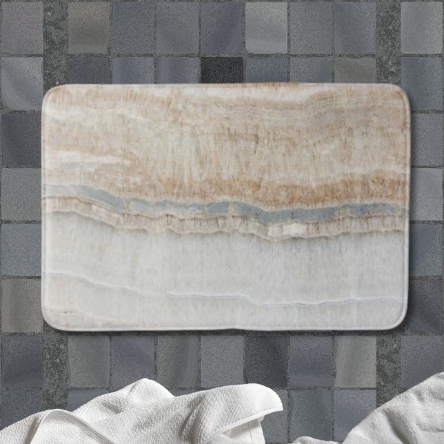modernt minsta chic beige än vit grått marmor badrumsmatta (minimalist modern chic beige tan white grey marble bath mat)