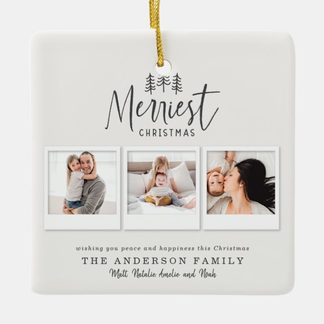 modernt, minsta, robusta multifoto julgransprydnad keramik (Framsida)