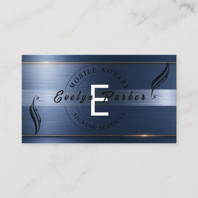 Modernt mobilnotariat monogram visitkort (Framsida)