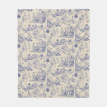 Modernt Moderskap Toile de Jouy i Periwinkle