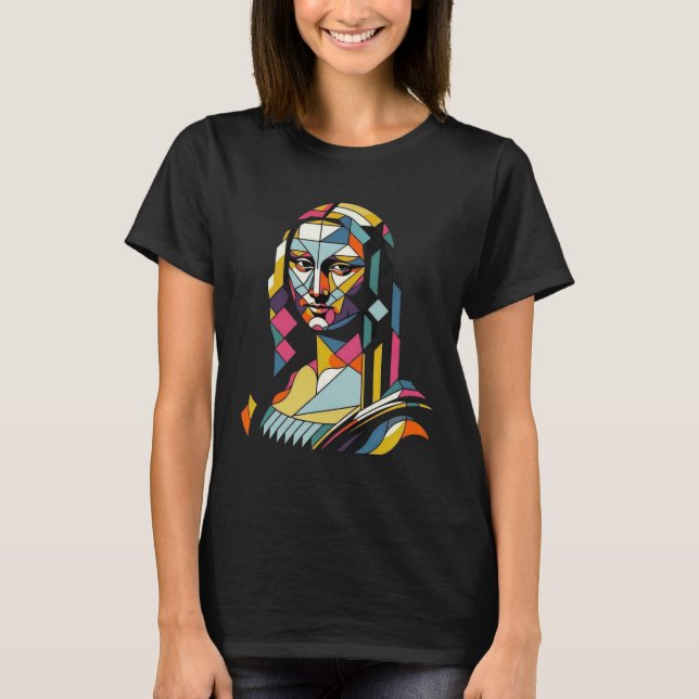 Modernt Mona Lisa-stil T-shirt i glasmosaikutföran (Framsida)