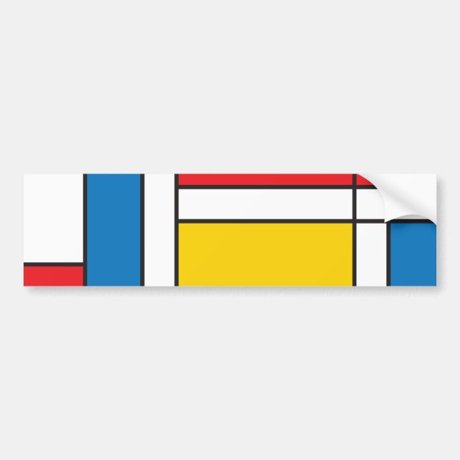 Modernt Mondrian inspirerat grafiskt mönster Bildekal (Framsidan)