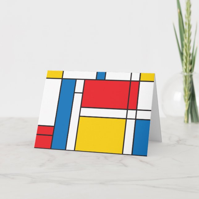 Modernt Mondrian inspirerat grafiskt mönster Kort (Framsida)