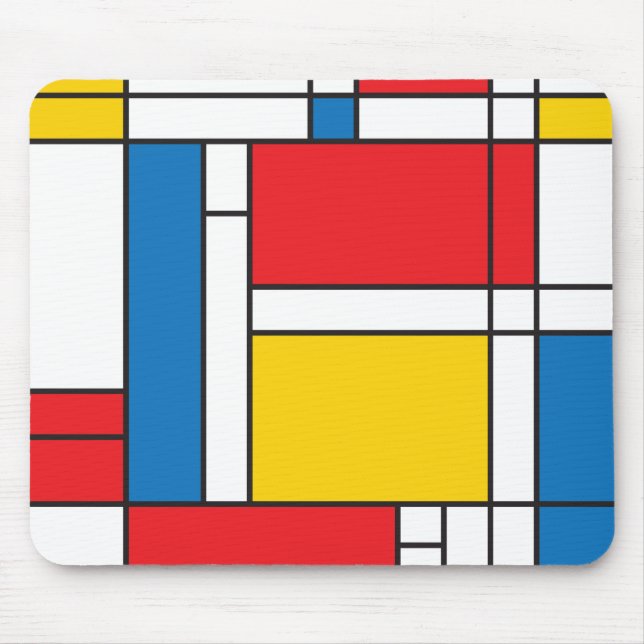 Modernt Mondrian inspirerat grafiskt mönster Musmatta (Framsidan)