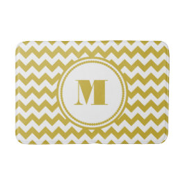 Modernt monogram beige chevronränder badrumsmatta