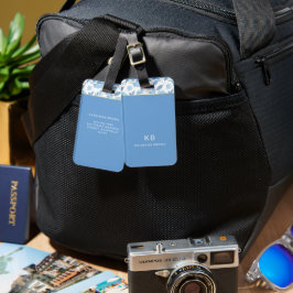 Modernt monogram blommönster Trendigt Stilrent  Bagagebricka