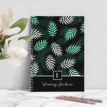 Modernt monogram botaniska gröna blad i