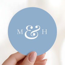 Modernt monogram Dusty Blue bröllopsfavor