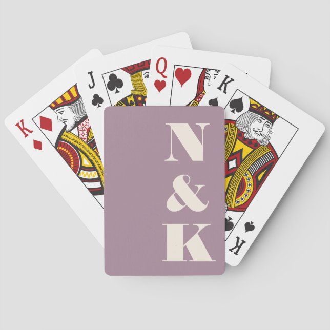 Modernt Monogram Dusty Purple Anpassat Bröllopsgåv Casinokort (Baksidan)