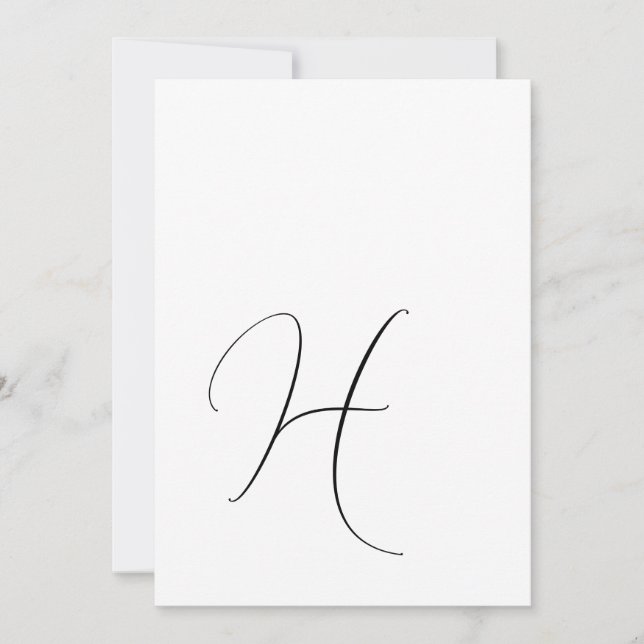Modernt Monogram Elegant Svart & Vitt Bröllop  Spara Datumet (Framsida)