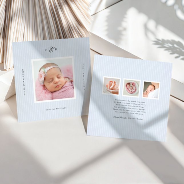 Modernt Monogram Foto Födelse Tillkännagivande (Skapare uppladdad)