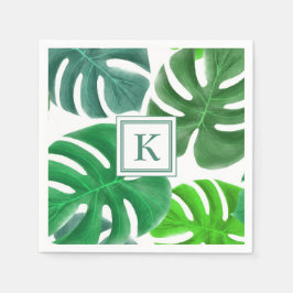 Modernt monogram gröna botaniska palmblad pappersservett