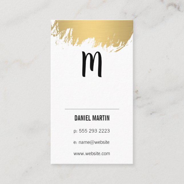 Modernt monogram / Guld Borste Visitkort (Framsida)