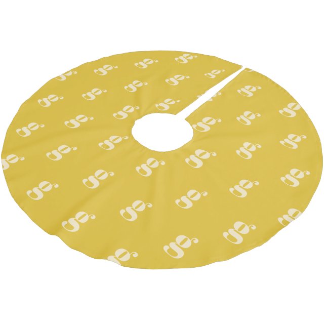 Modernt monogram initial bokstav pastellgul kräm julgransmatta borstad polyester (Vinklad)