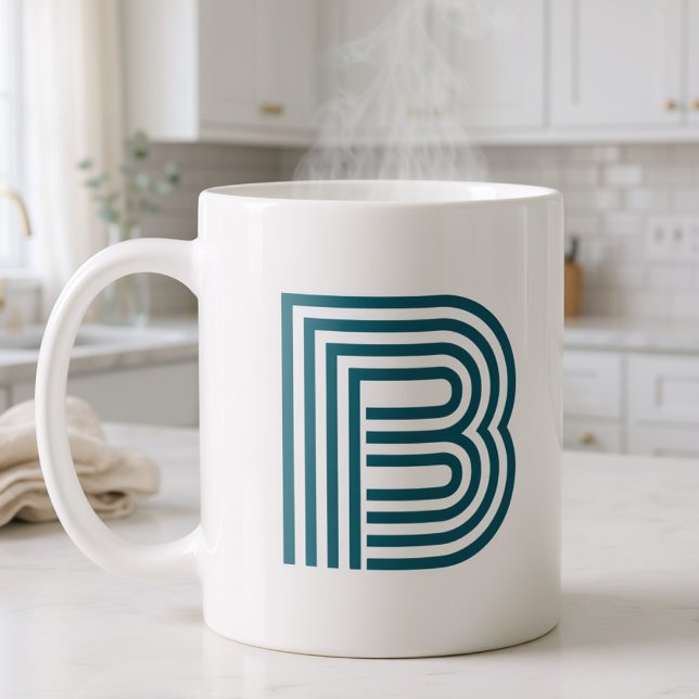 Modernt Monogram Initial Bokstav Stilfull Tealgrön Kaffemugg (Skapare uppladdad)