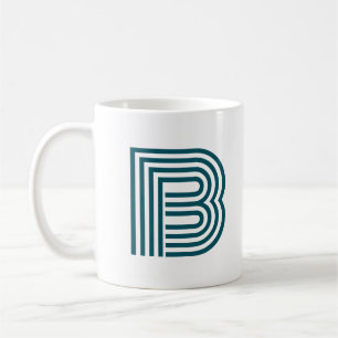 Modernt Monogram Initial Bokstav Stilfull Tealgrön Kaffemugg