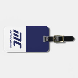 Modernt Monogram Initial i Blått, Enkel och Djärv Bagagebricka