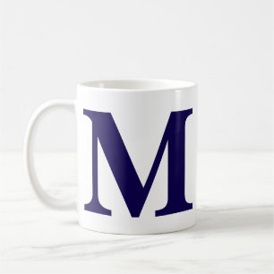 Modernt Monogram Initial Modern Blå Kaffemugg