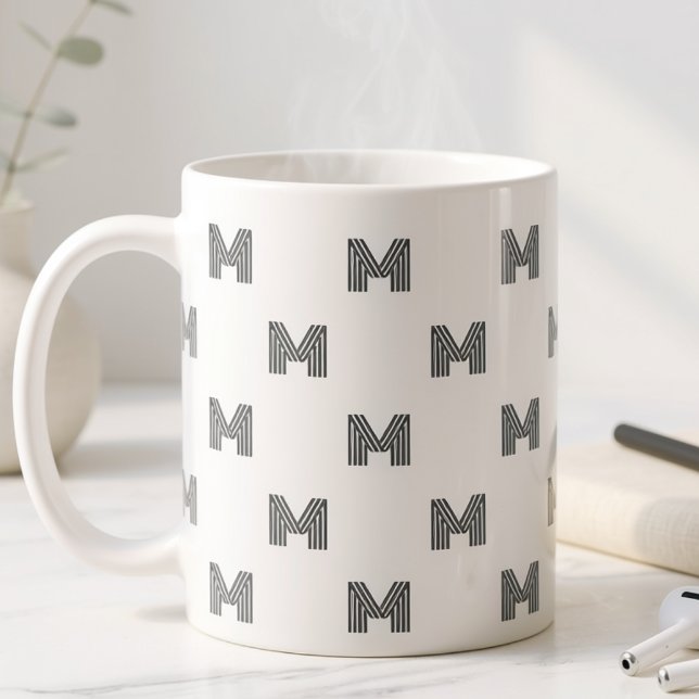 Modernt Monogram Initial Mönster Minimal Kaffemugg (Skapare uppladdad)