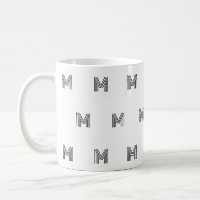 Modernt Monogram Initial Mönster Minimal Kaffemugg (Vänster)