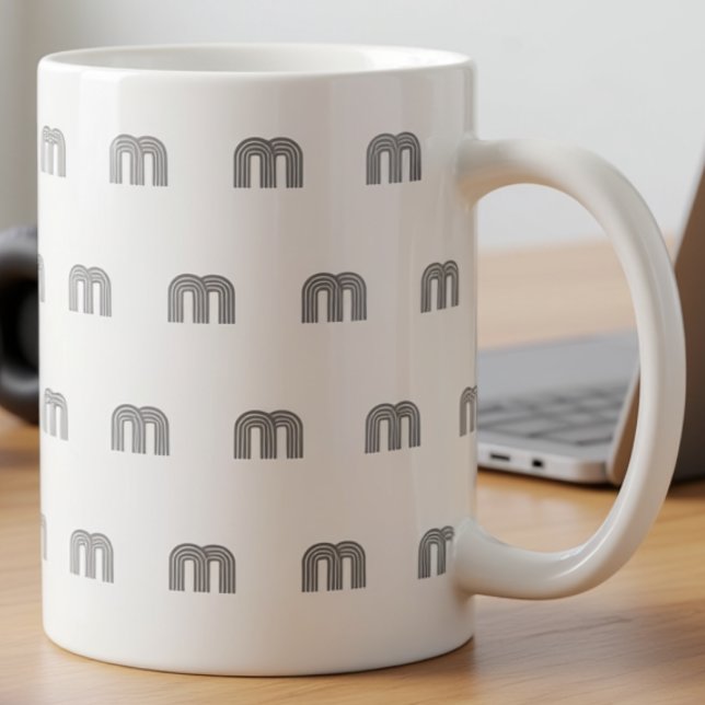 Modernt Monogram Initial Mönster Minimal Svart Kaffemugg (Skapare uppladdad)