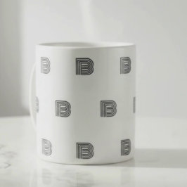 Modernt Monogram Initial Mönster Minimalistiskt Kaffemugg