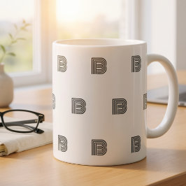 Modernt Monogram Initial Mönster Minimalistiskt Kaffemugg