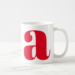 Modernt monogram initialbokstav i rött kaffemugg